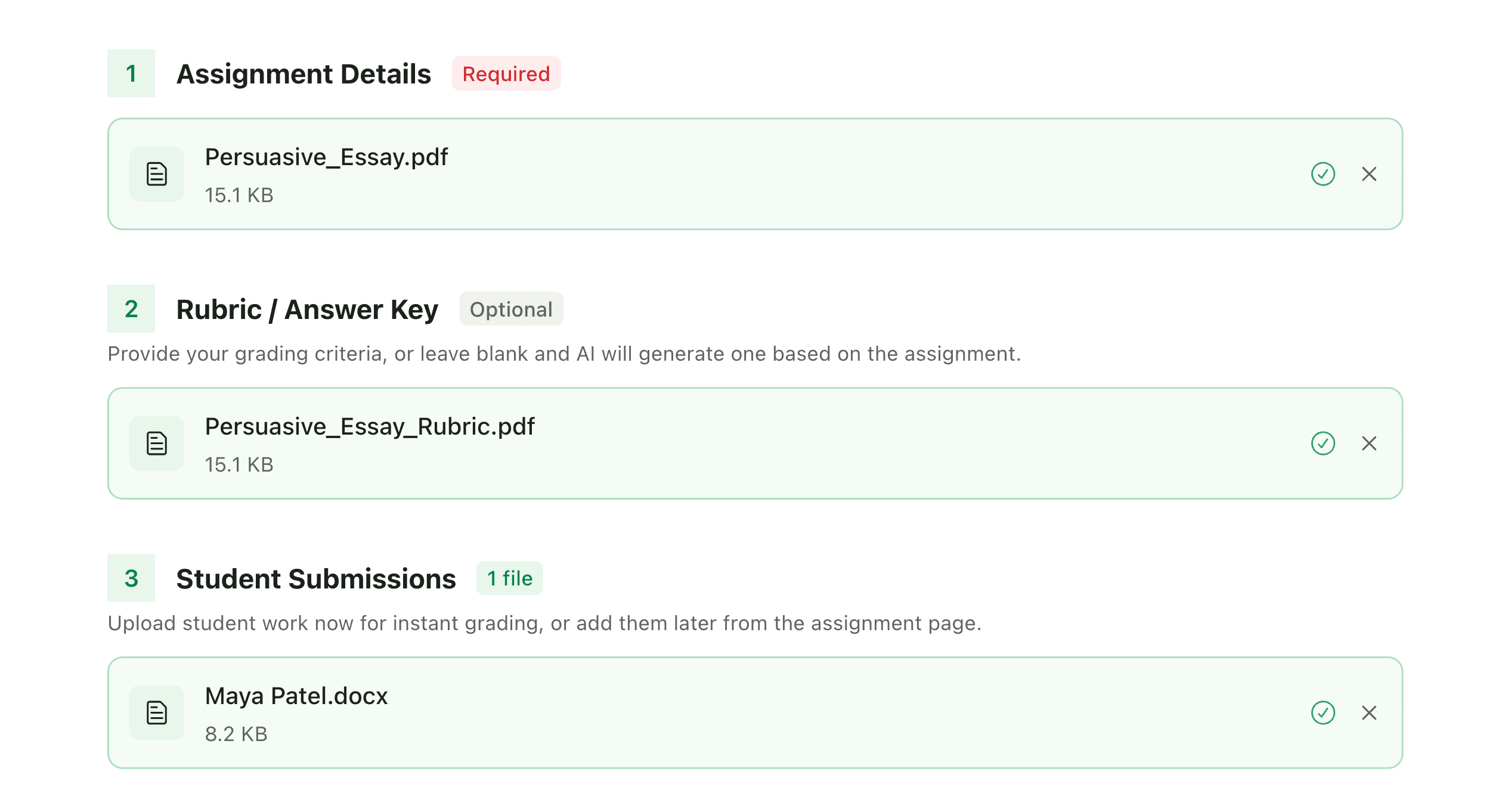 Step 1: Upload your assignment, rubric and student submissions to GradingPal